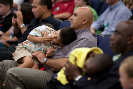 Military Fathers and Families at a Screening of the Movie "Cars 2"