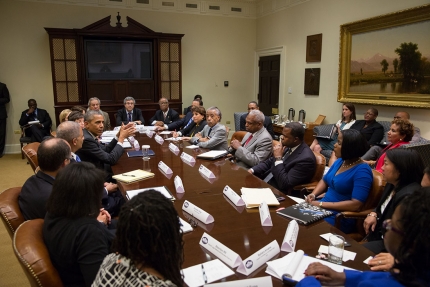 President Barack Obama meets with Civil Rights leaders in the Roosevelt Room of the White House