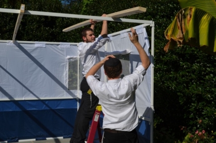 Before the reception, sukkah builders from American Friends of Lubavitch came to the Vice President’s official residence to build the sukkah
