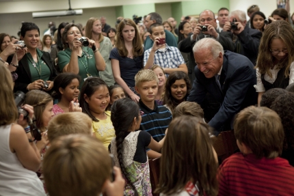 Vice President Joe Biden Shakes Hands with Students at Oakstead Elementary School in Land O' Lake, Florida 