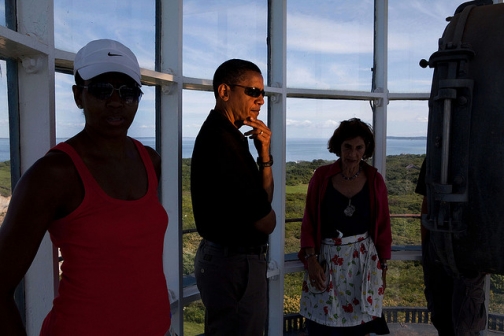 President Barack Obama and family tour the Gay Head lighthouse in Aquinnah, Mass