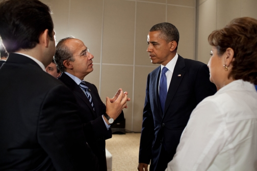 President Barack Obama Talks With President Felipe Calderón Of Mexico