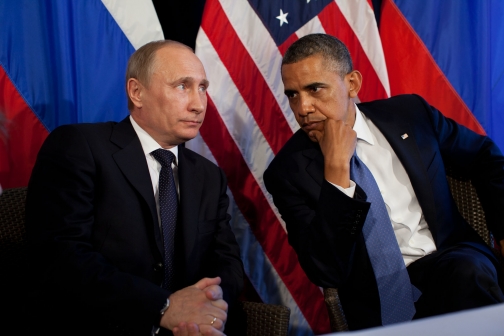 President Barack Obama Talks With President Vladimir Putin Of Russia