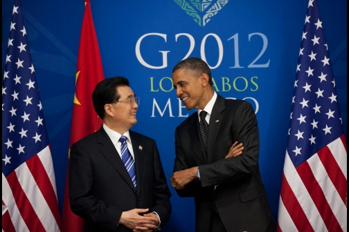President Barack Obama Talks With President Hu Jintao Of China