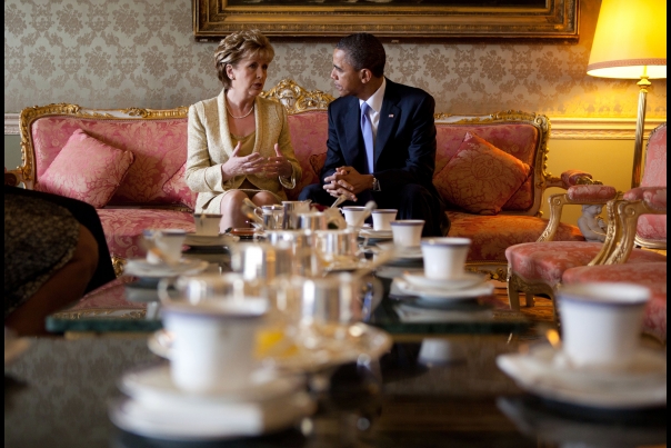 President Barack Obama Talks with Irish President Mary McAleese