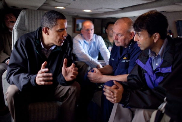 President speaks with Louisiana Gov. Bobby Jindal