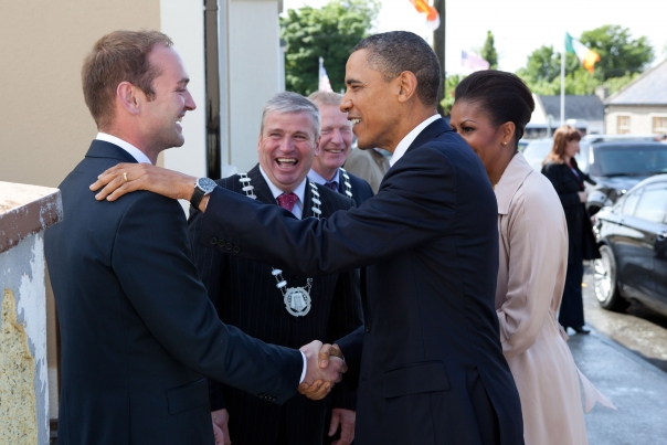 President Obama and First Lady Michelle Obama Greet Henry Healy