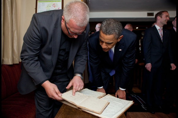 President Obama Looks Over Ancestral Documents