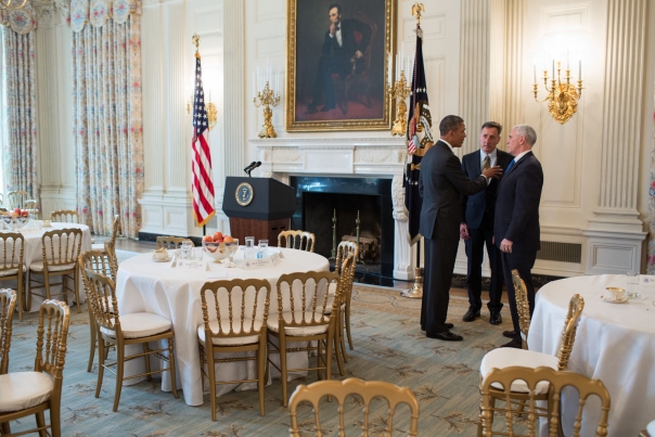 President Obama Talks With Gov. Shumlin And Gov. Spence