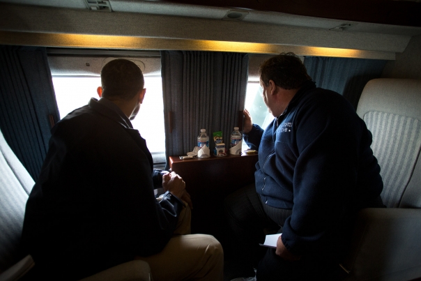 President Obama and Gov. Christie Look at Storm Damage