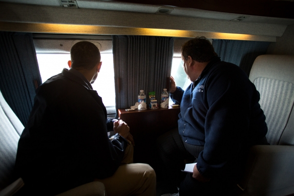 President Obama and Gov. Christie Look at Storm Damage