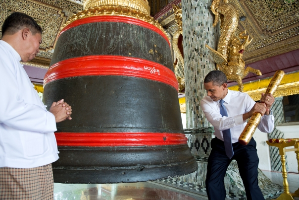 President Barack Obama Rings A Bell