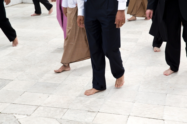 President Obama Walks Barefoot