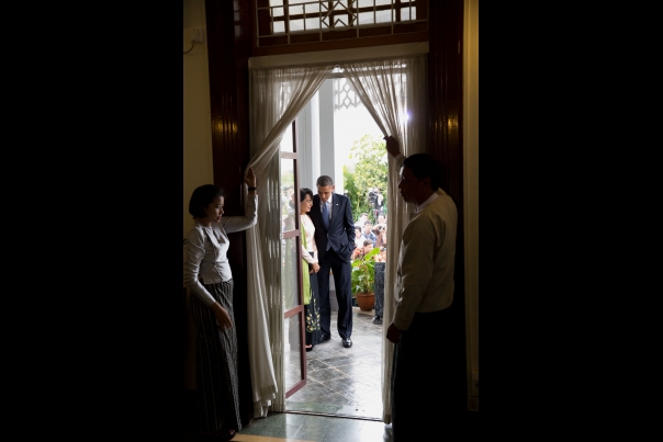 President Obama Walks With Aung San Suu Kyi