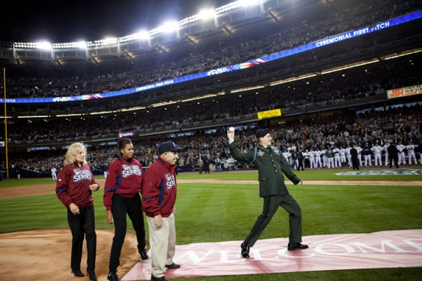 Retired Army Capt. Tony Odierno, a West Point Graduate and Yankees Employee Who Lost His Left Arm in Iraq, Throws the First Pitch