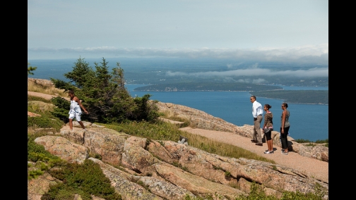 President Barack Obama and his family hike at Acadia National Park
