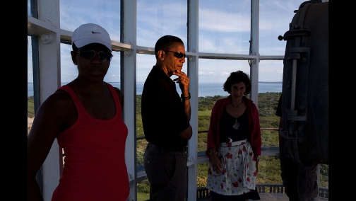 President Barack Obama and family tour the Gay Head lighthouse in Aquinnah, Mass