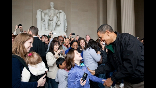 President Barack Obama at the Lincoln Memorial in Washington, D.C., 
