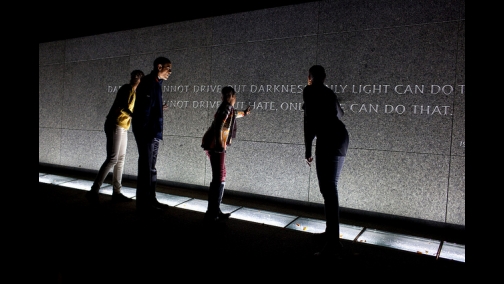 The Obama family at the Martin Luther King, Jr. National Memorial 