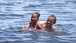 President and Sasha swim