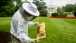 Beekeeper Charlie Brandts works with the beehive on the South Grounds
