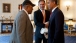 President Barack Obama Talks With Willie Mays And Manager Bruce Bochy