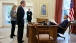 President Obama Meets with Advisors Before a Phone Call with Chancellor Merkel