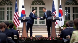 President Obama and President Lee of the Republic of Korea Talk to the Press