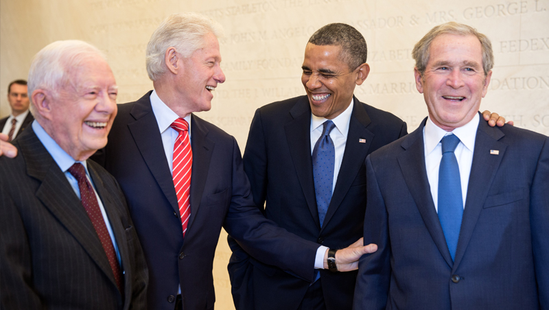 Jimmy Carter, Bill Clinton, Barack Obama and George W. Bush
