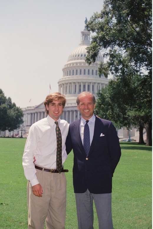 A young Beau Biden with father Joe Biden in front of the U.S. Capitol