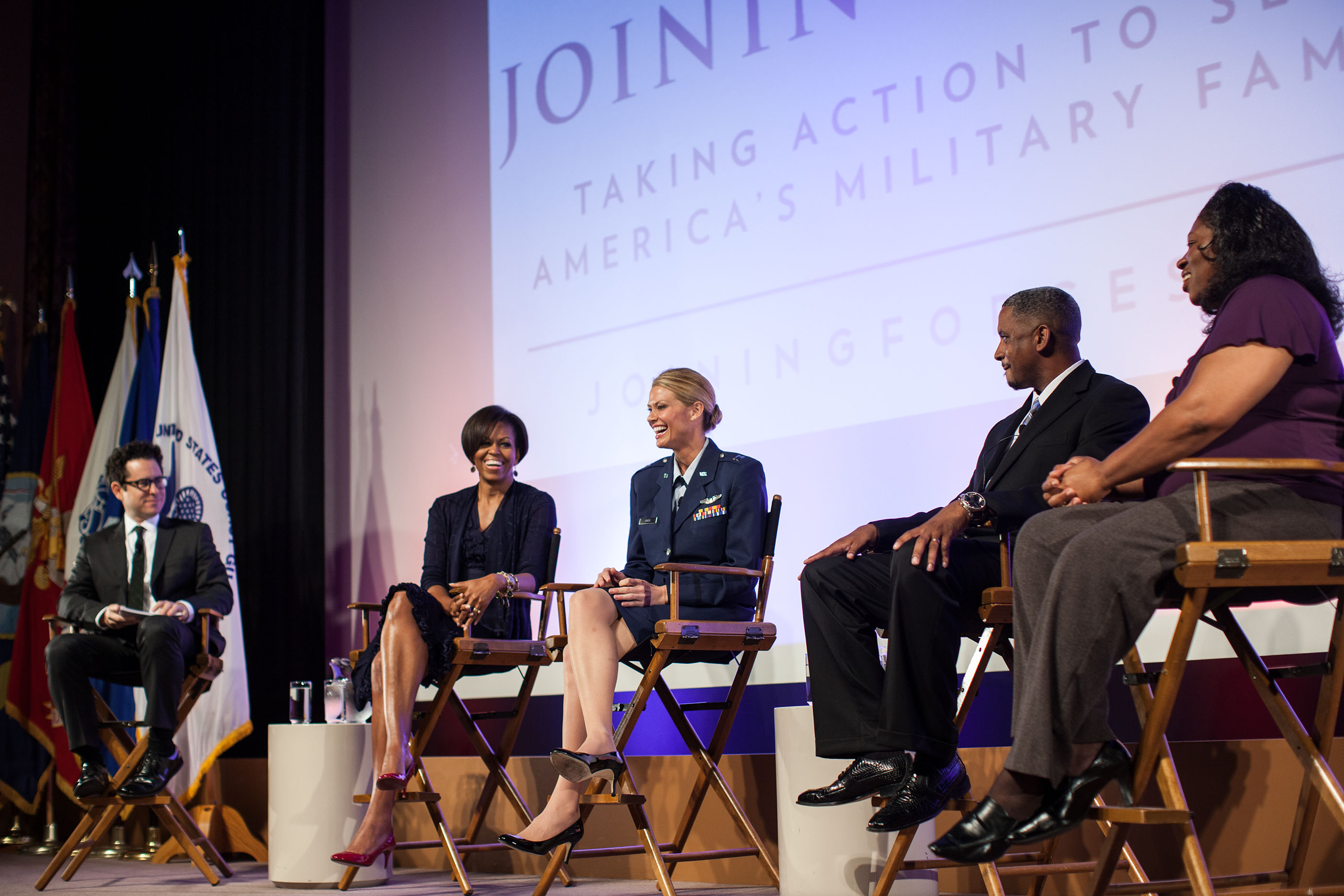 The First Lady Michelle participates in a panel discussing issues faced by military families at the Writer's Guild of America in Los Angeles, Calif., June 13, 2011. (Official White House Photo by Lawrence Jackson)