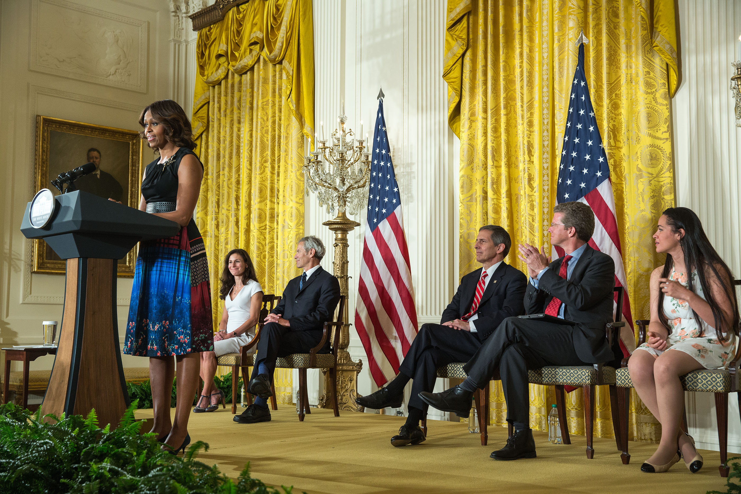 The First Lady announces The Mayors Challenge to End Veteran Homelessness, in the East Room of the White House, June 4, 2014. (Official White House Photo by Amanda Lucidon)