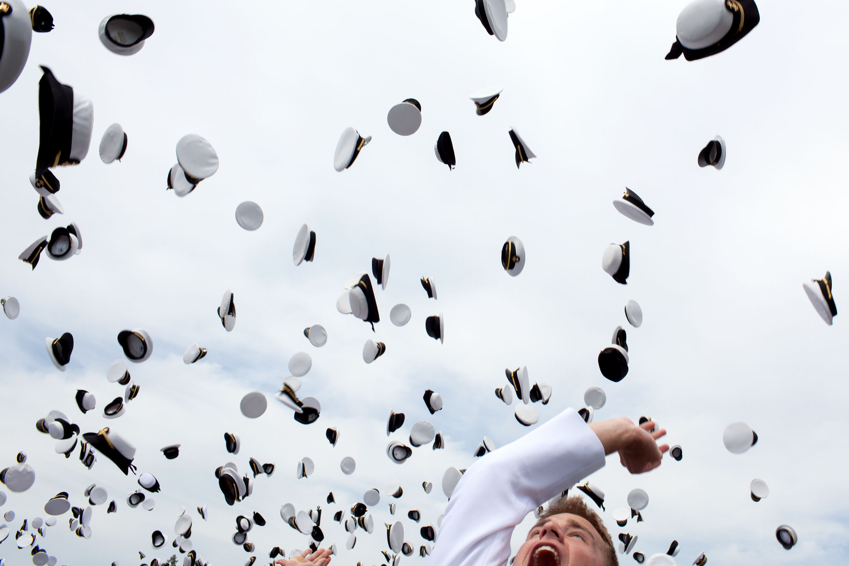 Maryland, May 22, 2009. Graduates celebrating at the U.S. Naval Academy in Annapolis. (Official White House photo by Pete Souza)