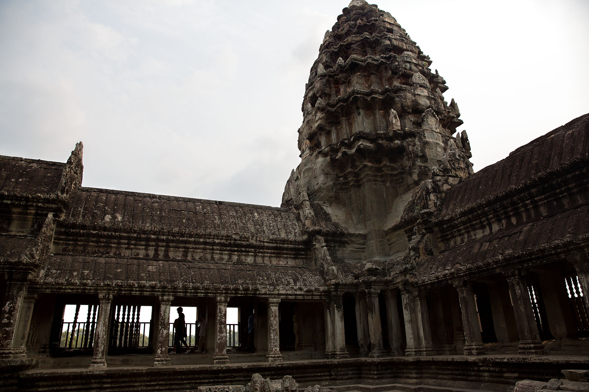 The First Lady is silhouetted among Angkor Wat's columns. (Official White House Photo by Amanda Lucidon)