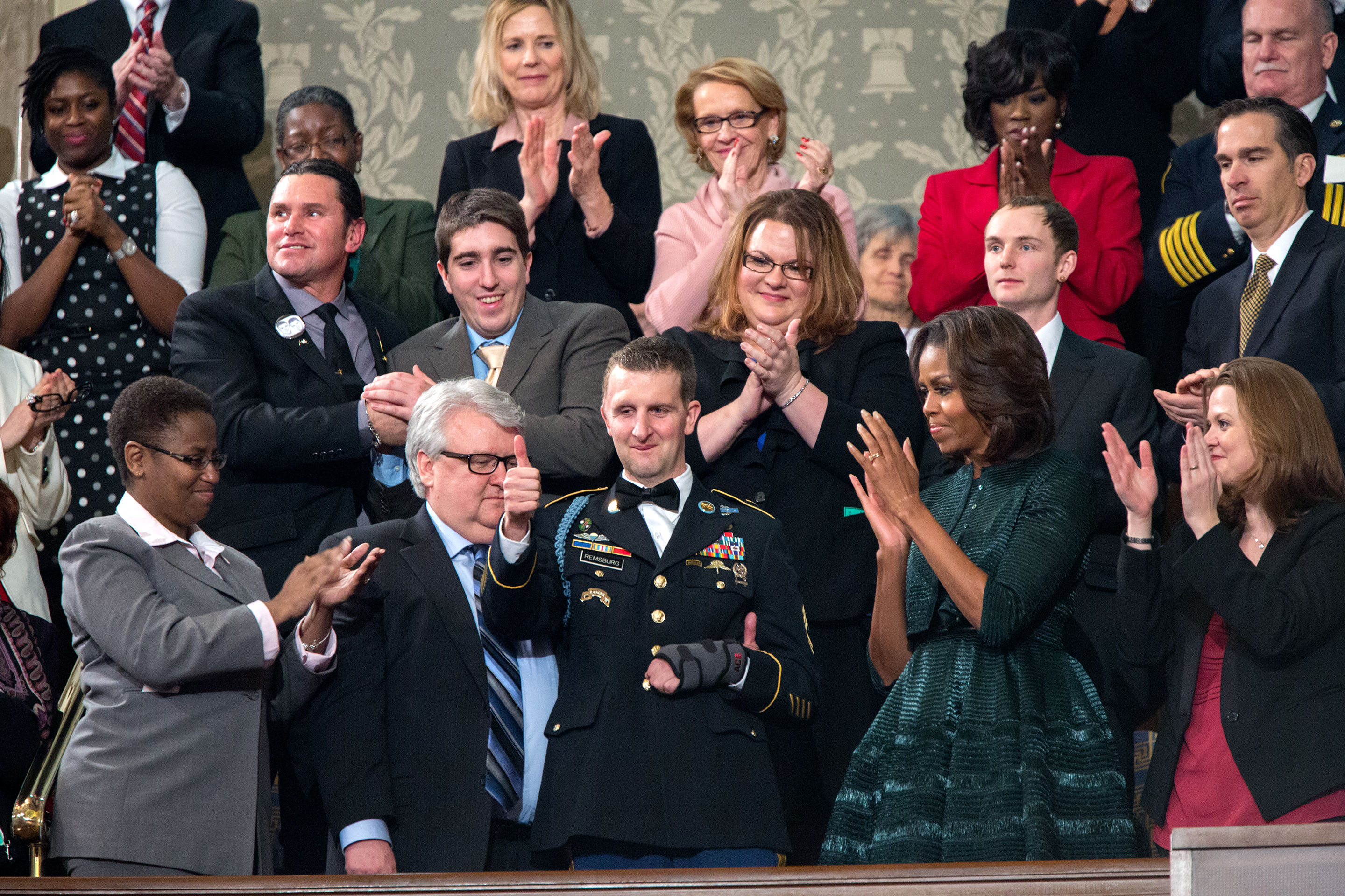 Jan. 28, 2014: Cory reacts after the President paid tribute to him during the State of the Union Address. (Official White House Photo by Pete Souza)