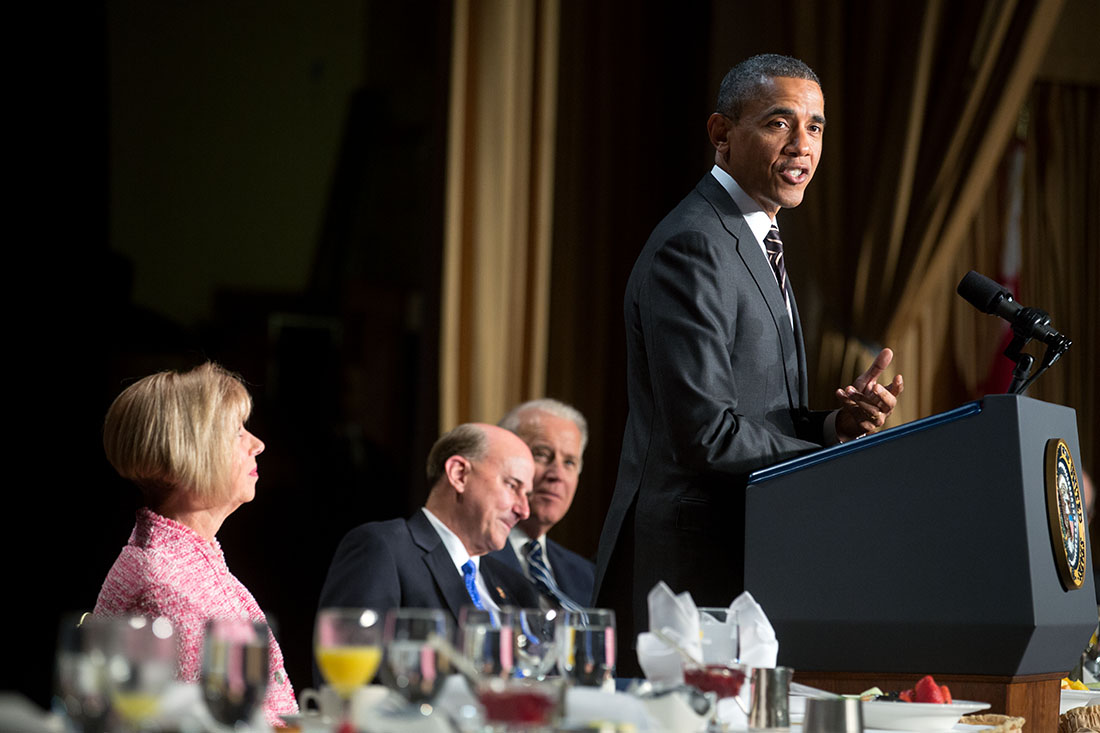 President Barack Obama delivers remarks during the National Prayer Breakfast