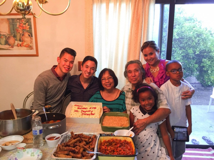 Jason Tengco with his family during a gathering in the San Francisco Bay Area