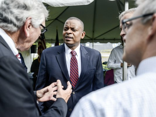 Secretary of Transportation Anthony Foxx makes a TIGER grant announcement in Asheville, N.C., September 12, 2014