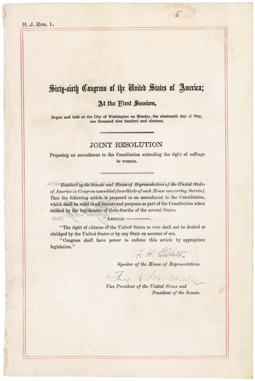 Nineteenth Amendment to the United States Constitution