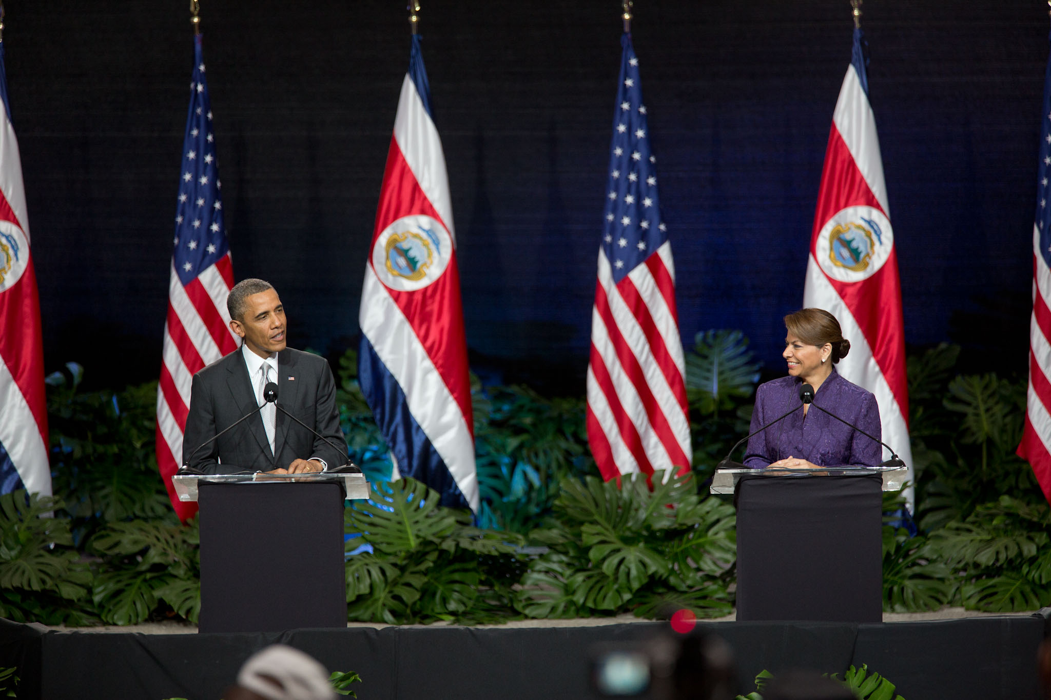 President Obama participates in a press conference with President Chinchilla 