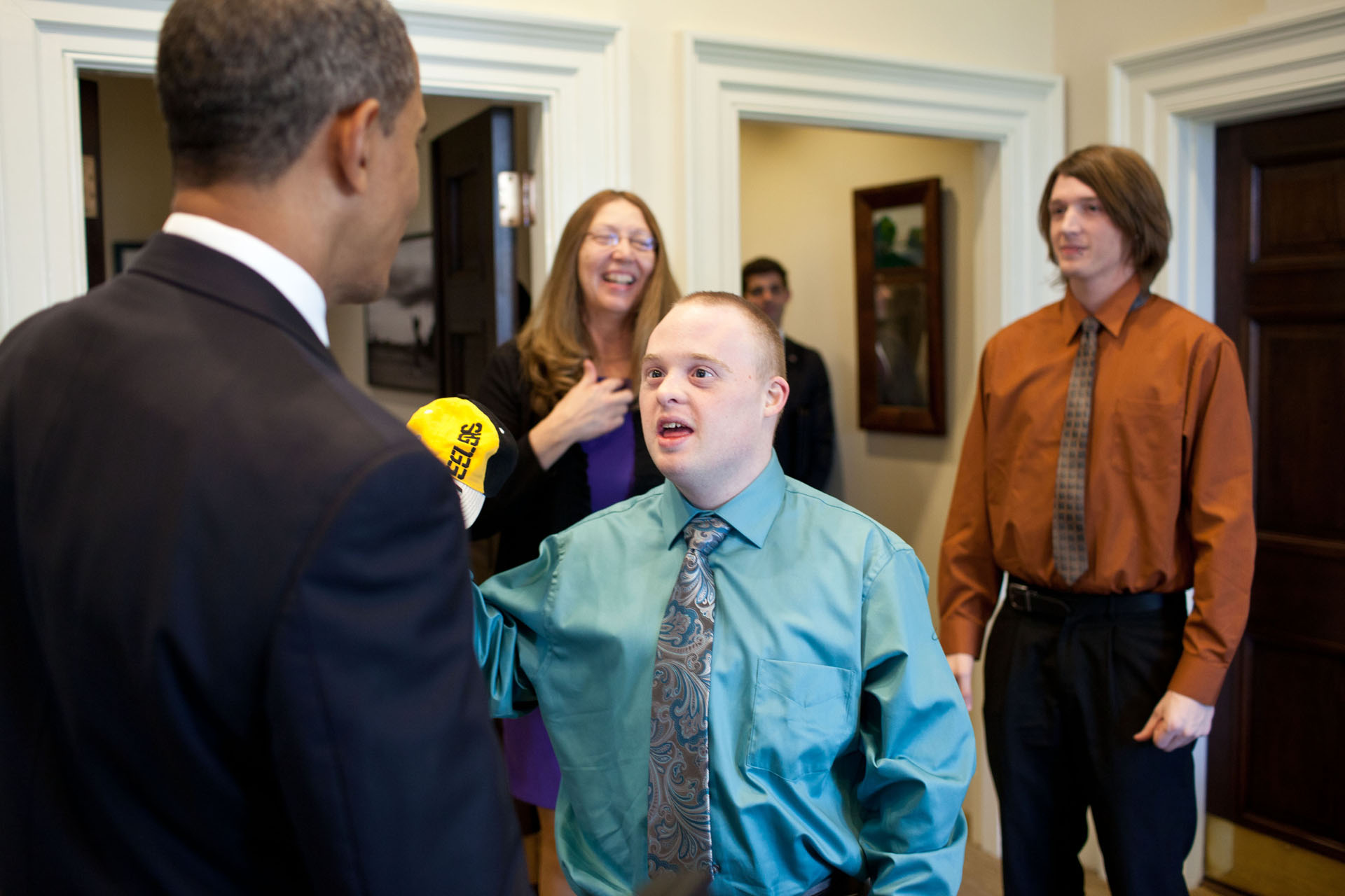 President Obama greets Jeremy Carr 