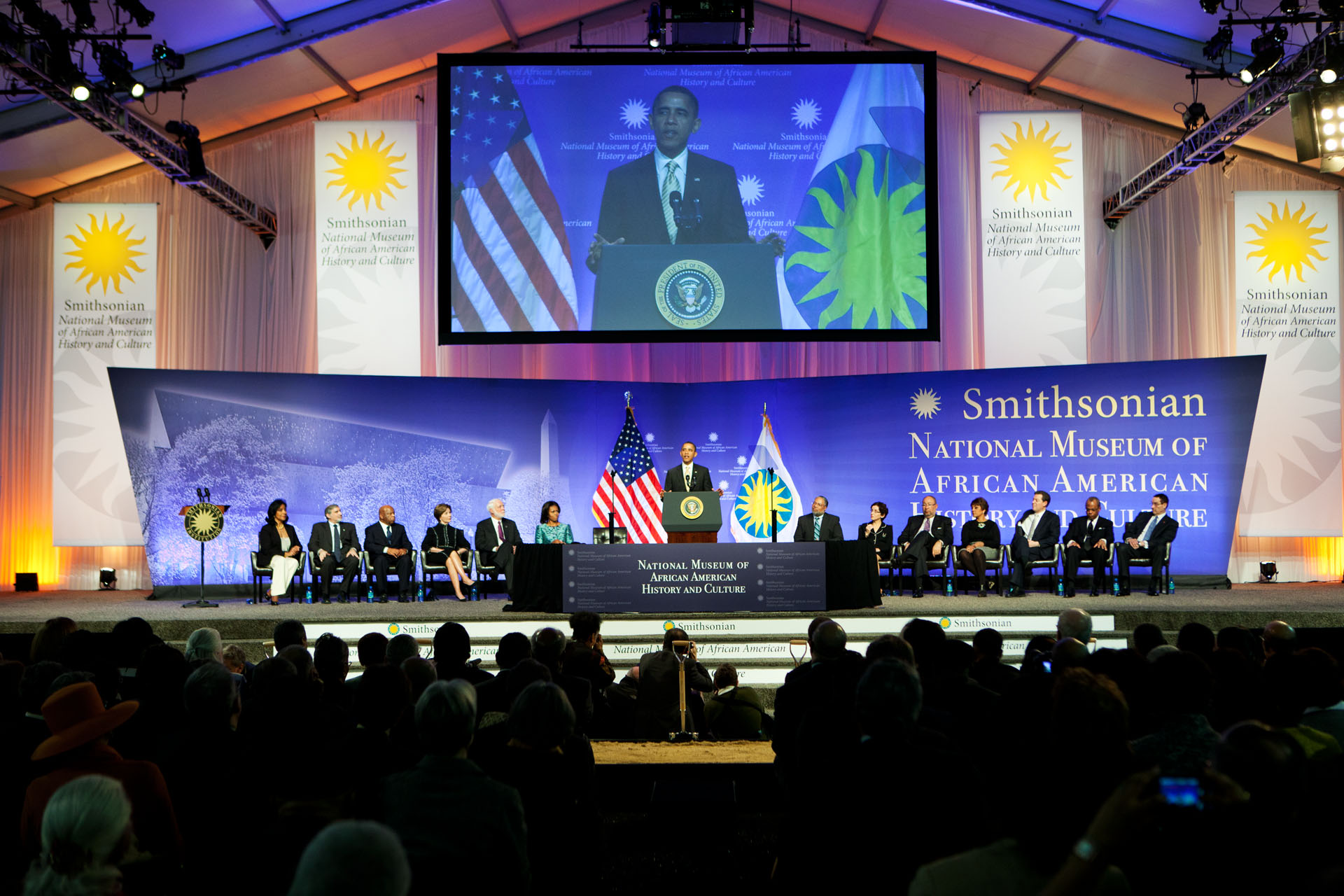 President Obama delivers remarks during the groundbreaking ceremony for the Smithsonian National Museum of African American History and Culture (February 22, 2012)