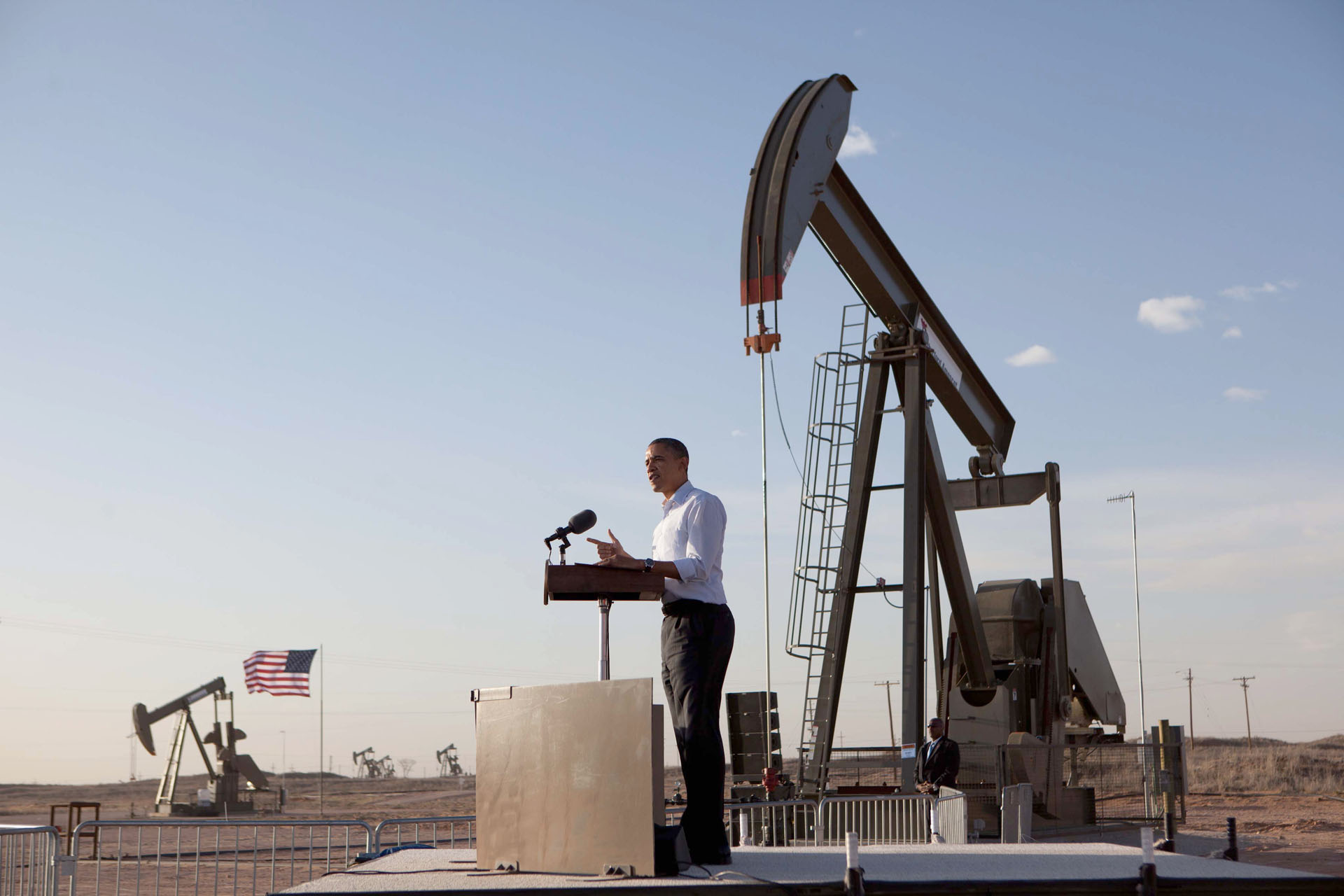 President Barack Obama delivers remarks outside of Maljamar, New Mexico (March 21, 2012)