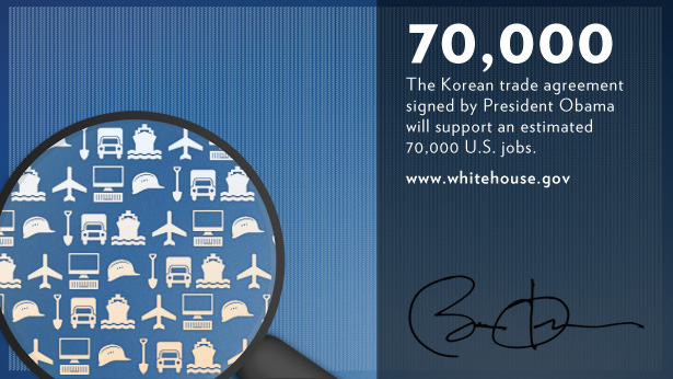 The Korean trade agreement will support an estimated 70,000 jobs
