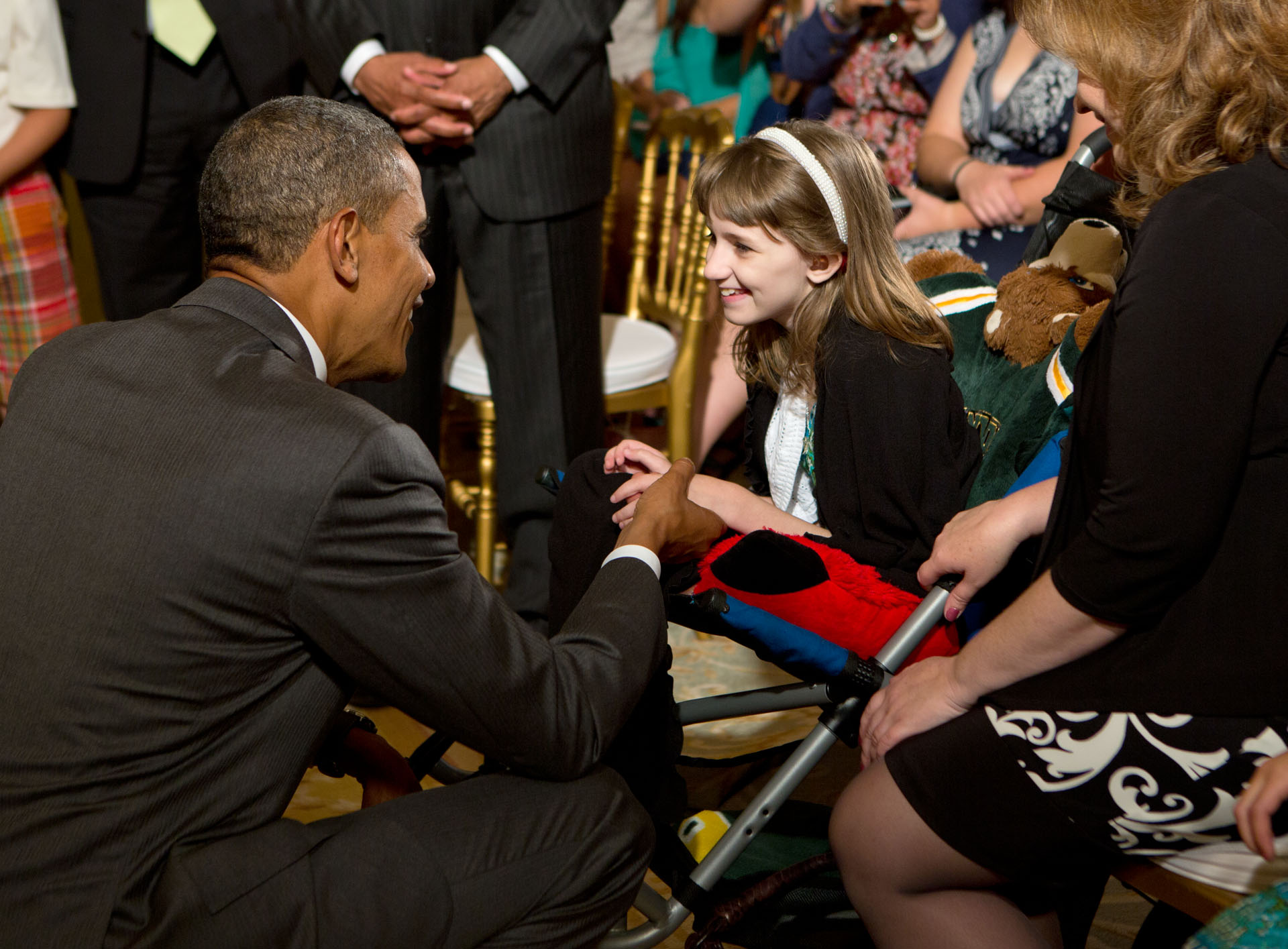 President Barack Obama greets Haley Klepper (July 18, 2012)