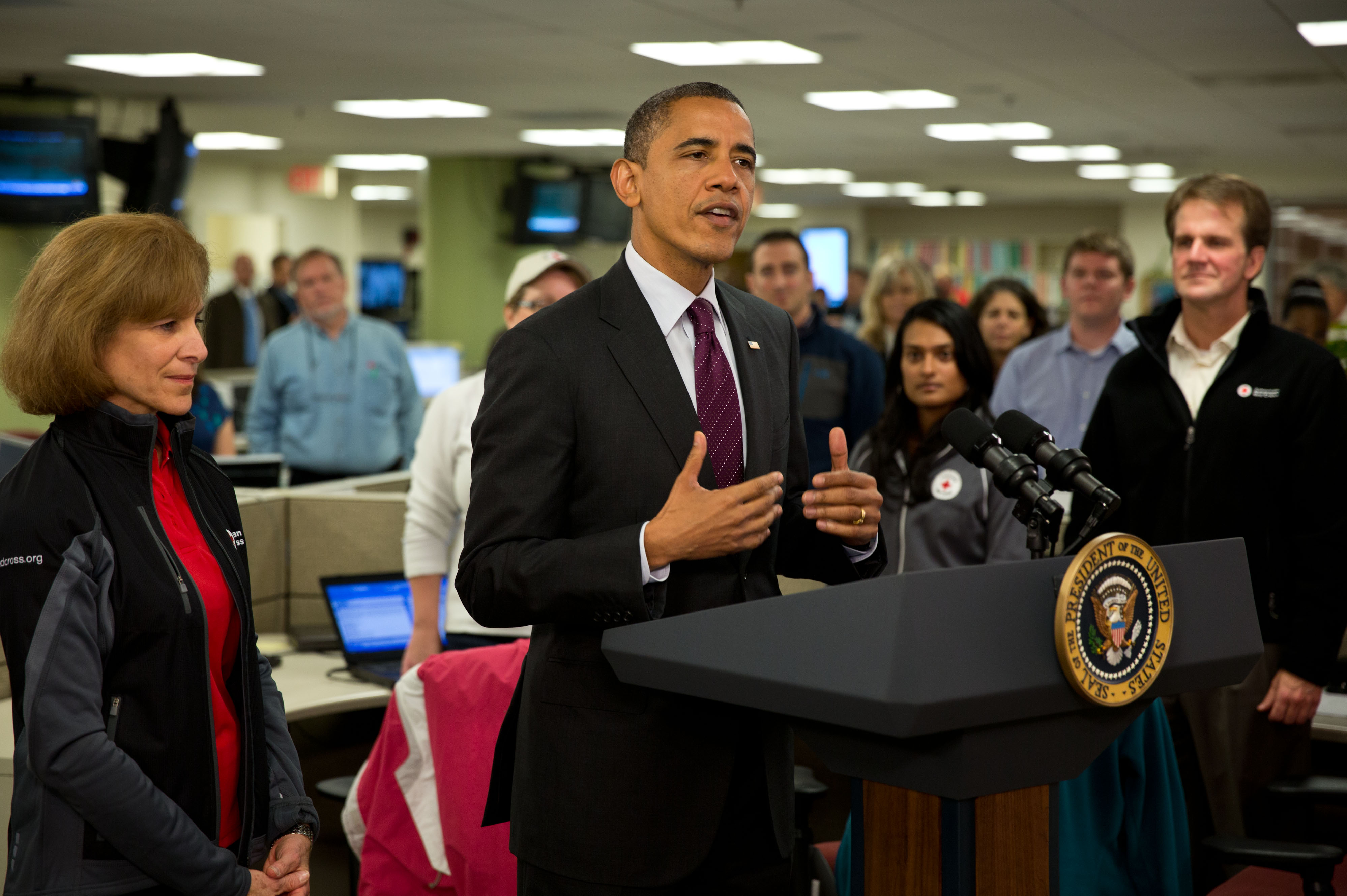 President Barack Obama delivers remarks at the Red Cross (October 30, 2012)