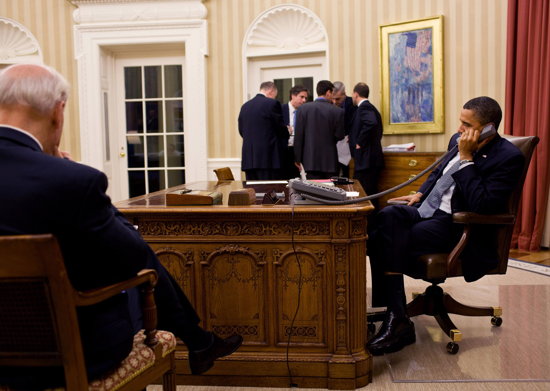 President Obama Talks on the Phone with President Hosni Mubarak of Egypt