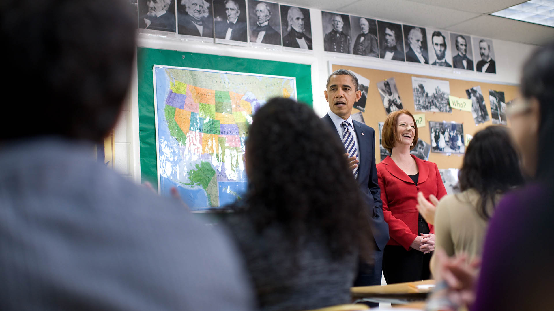 President Obama Visits School With Prime Minister Gillard