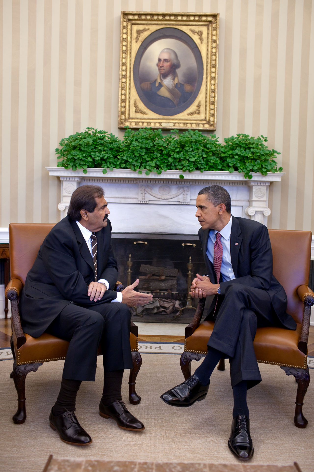 President Obama Meets with Amir Hamad of Qatar