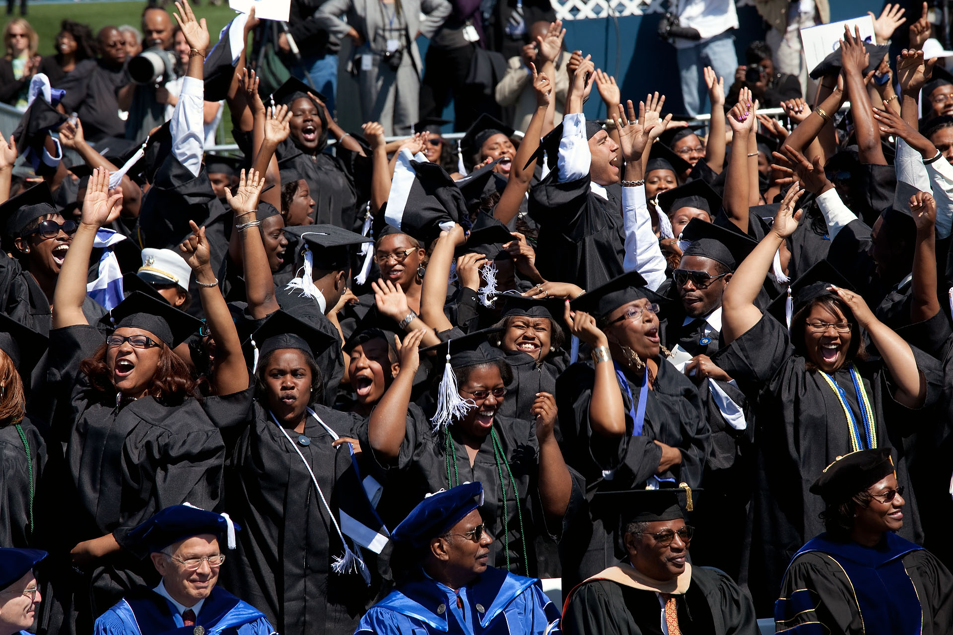 Students at Hampton University celebrate